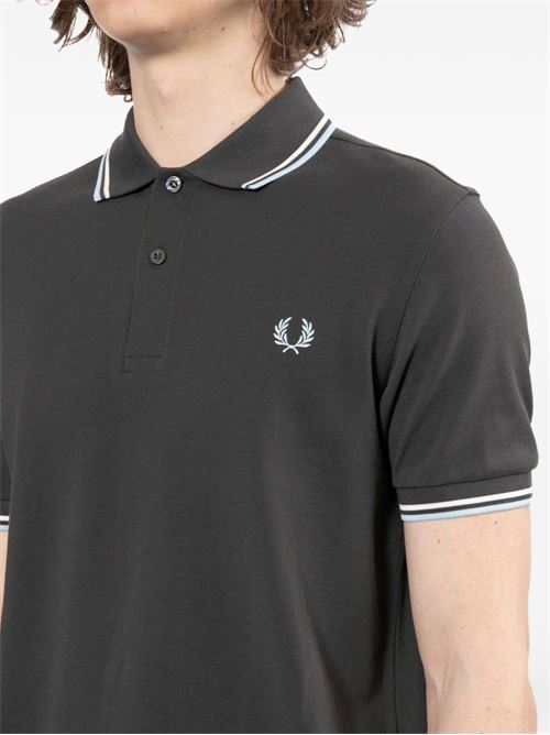 Polo uomo M3600 manica corta antracite/celeste FRED PERRY | M360009B